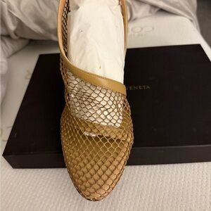 Bottega Veneta Tan Heels with Woven Design